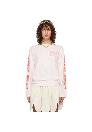 Simone Rocha Pink Pillowcase Logo Print Long Sleeve T-shirt