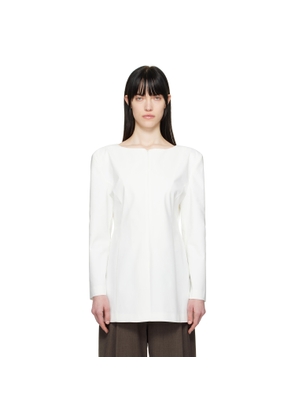 AMOMENTO White Boat Neck Two Way Blazer