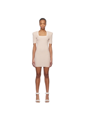 BALMAIN Beige Glittered Monogram Minidress