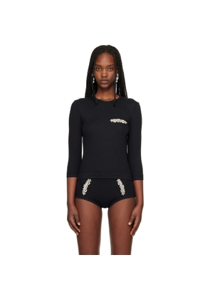 Simone Rocha Black Embellished Underpinning T-shirt