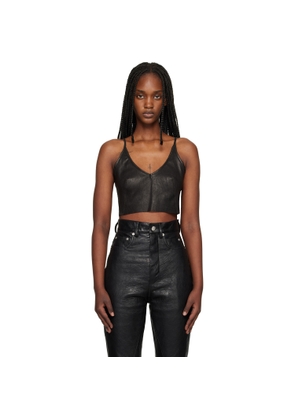 Rick Owens Black Temple Stretch Lamb Leather Top