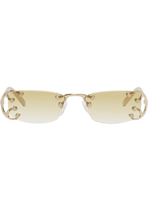 Prada Eyewear Gold Rimless Metal Sunglasses