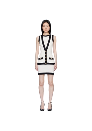 BALMAIN Black & Off-White Two-Tone Waistcoat Minidress
