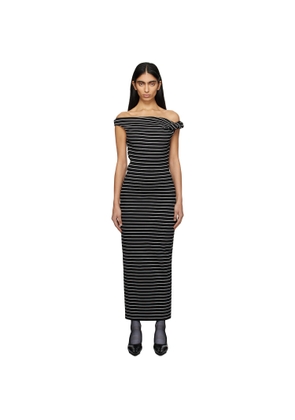 MSGM Black & White Striped Midi Dress