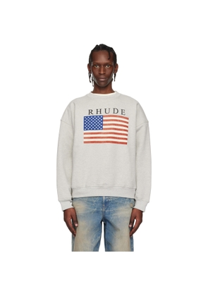 Rhude Gray USA Flag Sweatshirt