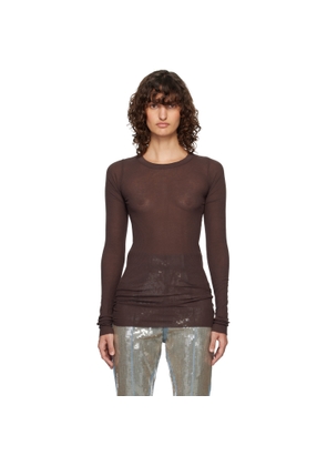 Rick Owens Brown Temple Rib LS T-shirt