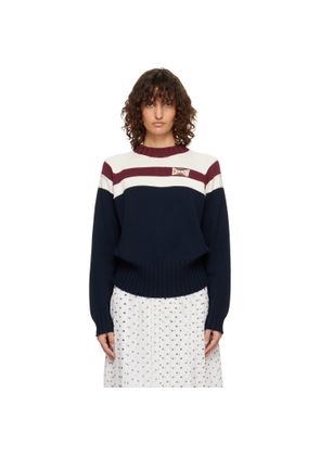 Marni Off-White & Navy Contrast Stripe Cotton Sweater