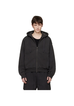 SKIMS Black Heavyweight Fleece Zip-Up Hoodie