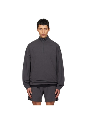 SKIMS Gray Jersey Lounge Relaxed Quarter Zip Pullover Sweatshirt