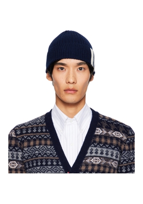 Thom Browne Navy Cashmere 4-Bar Cuff Beanie