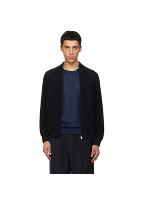 LE17SEPTEMBRE Black Open Knit Zip-Up Cardigan