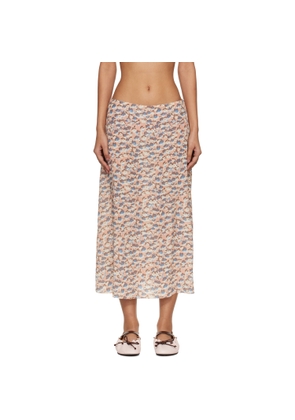Marni Pink Crêpe de Chine Fluid Anemones Print Midi Skirt