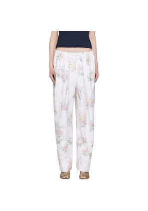 OPEN YY White Full Gather Floral Trousers