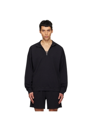SKIMS Black Jersey Lounge Relaxed Quarter Zip Pullover Sweatshirt