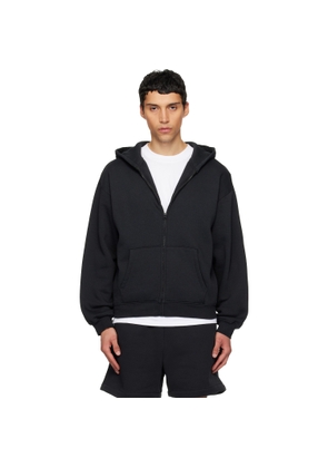 SKIMS Black Fleece Lounge Relaxed Zip Up Hoodie