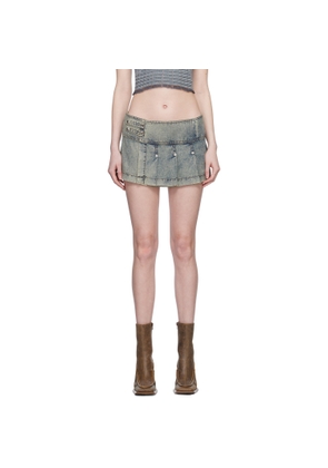 KNWLS Blue Pleated Miniskirt