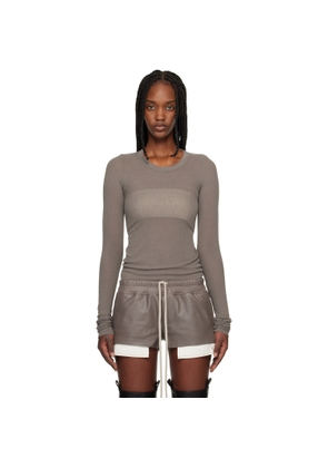 Rick Owens Gray Temple Cropped Rib LS T-shirt