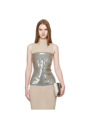 Rick Owens Blue & Beige Temple Bustier Top