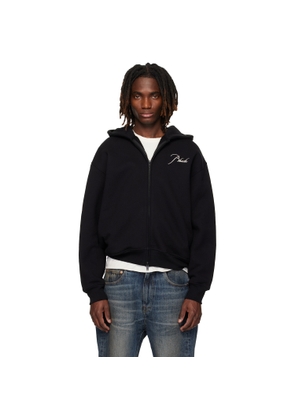Rhude Black Classique Zip Up Hoodie