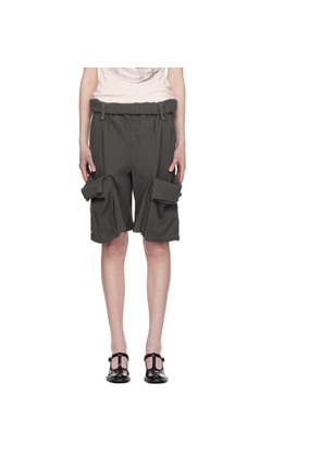 OPEN YY Gray Rolled Waist Sweat Cargo Shorts