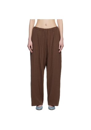 Baserange Brown Crinkle Linen Folio Lounge Pants