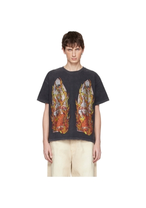 Who Decides War Black Rhinestone Flame Glass T-shirt