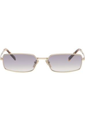 Prada Eyewear Gold Rectangle Metal Sunglasses