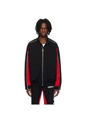 KUSIKOHC Black & Red Full Zip Fleece Track Jacket