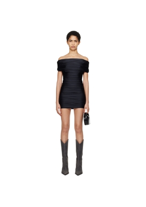 Coperni Black Pleated Off-Shoulder Minidress