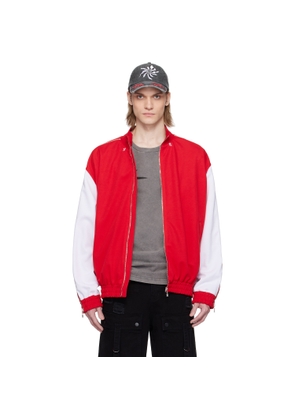 KUSIKOHC Red & White Full Zip Fleece Track Jacket