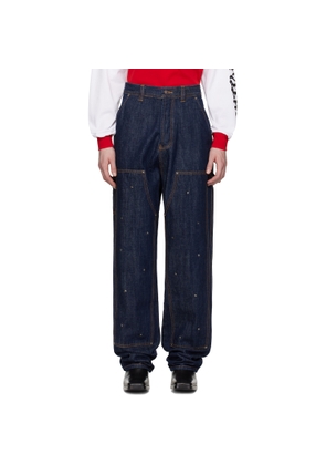 KUSIKOHC Navy Workwear Multi Rivet Jeans
