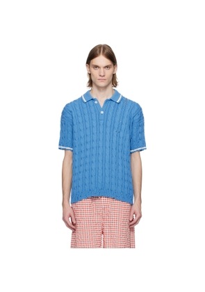 Marni Blue Dishevelled Cable Polo
