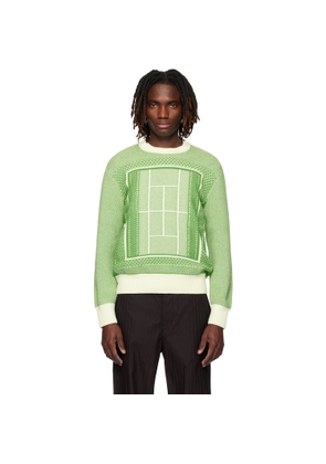 Lacoste Green Tennis Court Graphic Jacquard Sweater