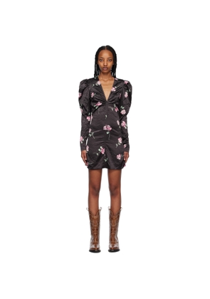 GANNI Black Floral Minidress