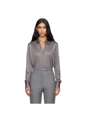 Dries Van Noten Gray Satin Shirt