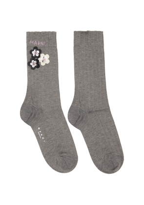 Marni Gray Daisy Applique Socks