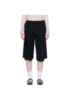 OPEN YY Black Wrap Over Bermuda Shorts