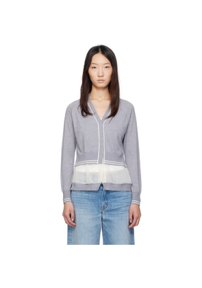 3.1 Phillip Lim Gray Boxy Cardigan Chiffon Combo Cardigan
