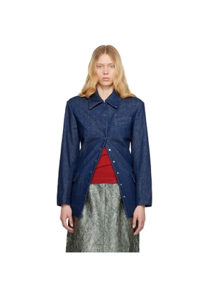 Dries Van Noten Navy Press-Stud Denim Jacket
