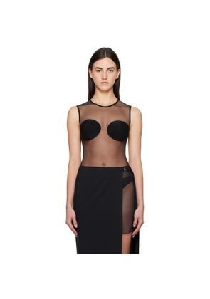 Nensi Dojaka Black Padded Bra Sleeveless Sheer Bodysuit