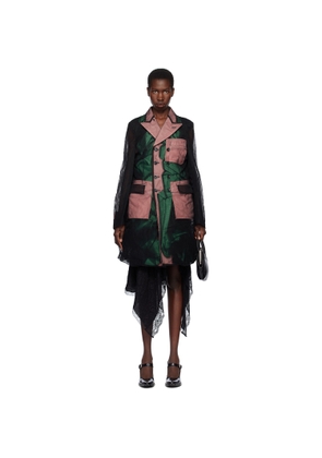 Comme des Garçons Homme Plus Black & Green Nylon Tulle & Polyester Gabardine Coat