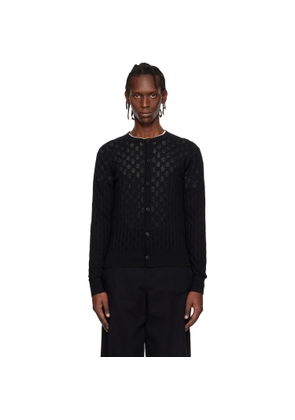 Dries Van Noten Black Open-Knit Cardigan