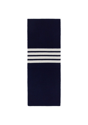 Thom Browne Navy Cashmere Rib 4-Bar Scarf