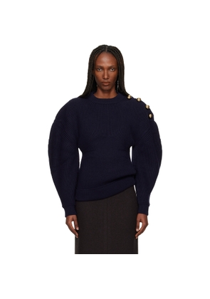 Lanvin Navy Wool Ribbed Sweater