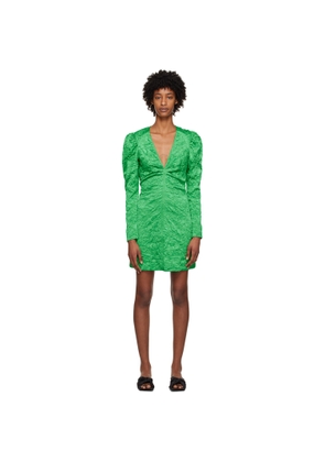 GANNI Green Crinkled Minidress
