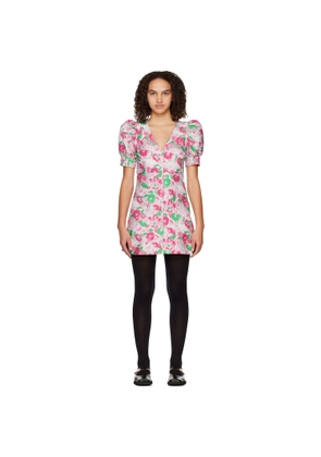 GANNI Silver & Pink Floral Minidress