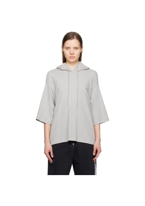 Pushbutton Gray Square Half Sleeve Hoodie