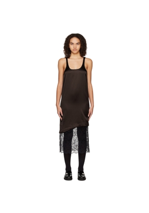 GANNI Brown Paneled Midi Dress