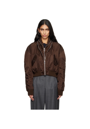 Givenchy Brown Zipped Shawl Collar Bomber Jacket