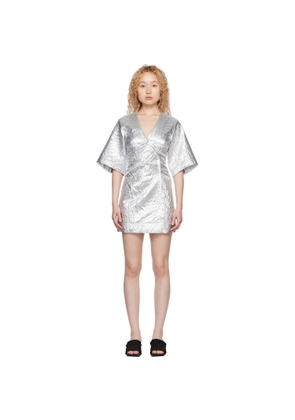 GANNI Silver Wrap Minidress